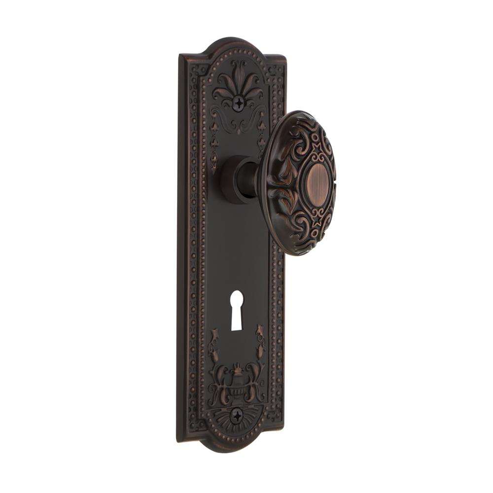 Nostalgic Warehouse MEAVIC Meadows Plate with Keyhole Double Dummy Victorian Door Knob in Timeless Bronze